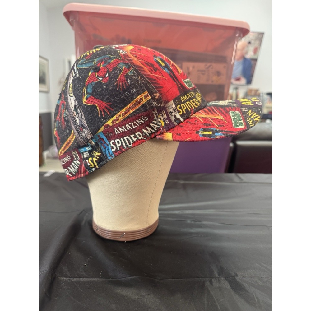 Spiderman Hat Men's One Size All Over Print Super Hero Comic Book‎ Cover Fitted - Picture 2 of 8